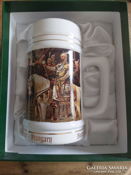 Commemorative mug of the conquest decorated with a Munkácsy painting