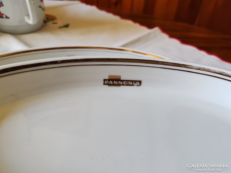 3 db Pannónia feliratos Alföldi porcelán ovális tányér