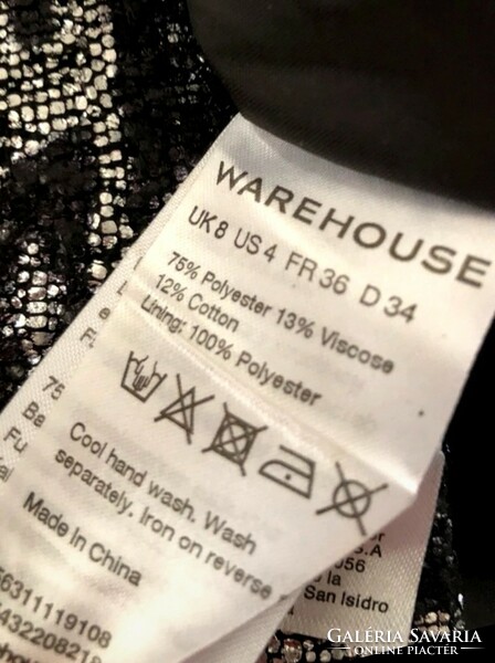Warehouse 36-os ocelot mintás alkalmi ruha ezüst, fekete