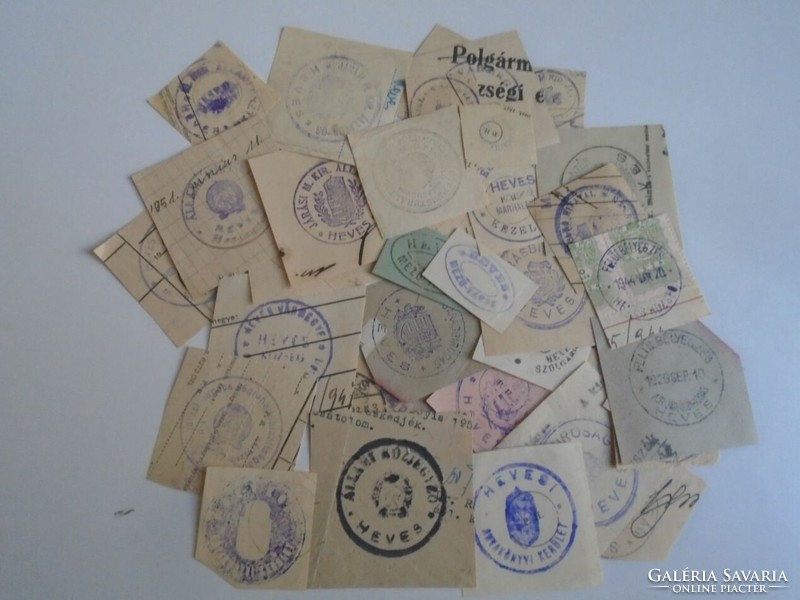 D202358 HEVES  régi bélyegző-lenyomatok 37 db.   kb 1900-1950's