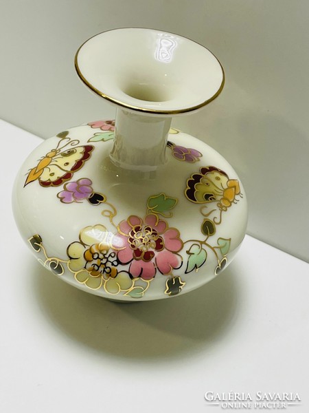 Violet vase with butterfly pattern by Zsolnay