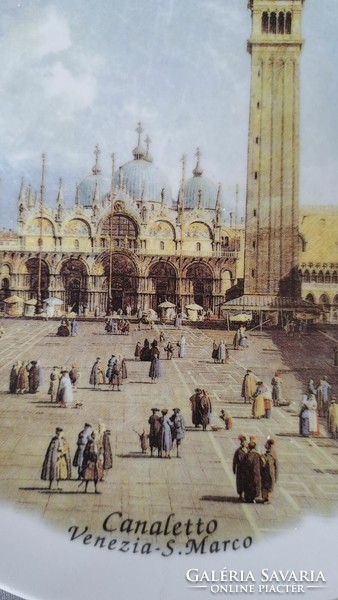 (Giovanni Antonio csatorna) Canaletto Piazza San Marco a bazilika. Porcelán tál.