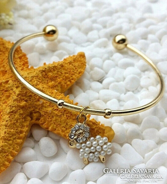 Golden Aries horoscope open bracelet flexible.