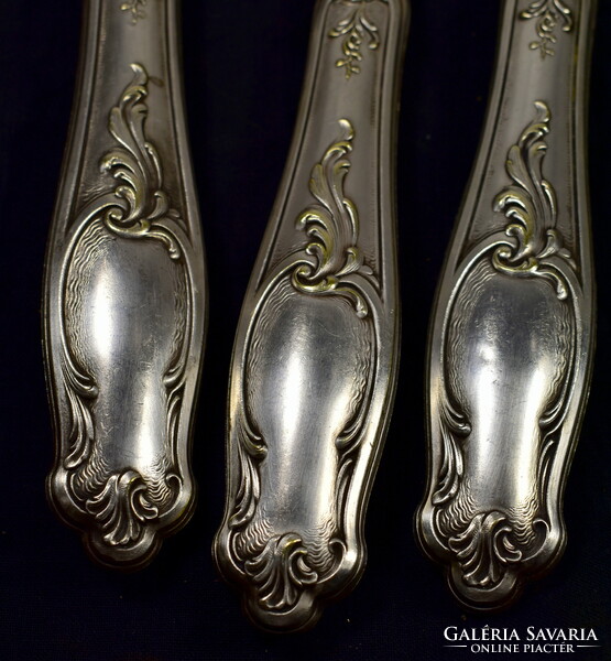 Antique fairy-tale Rococo meat serving set with thigh tongs in a box!