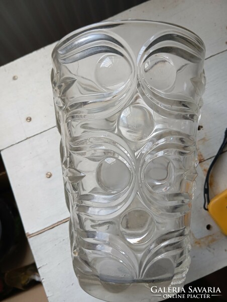Retro olasz préselt üveg váza hibátlan 1960as évek - Fidenza/Nizza modell - 22cm art deco jellegű