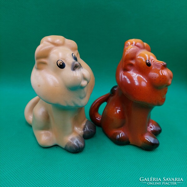 Rare collectible Bodrog Kresztúr ceramic lion figurines