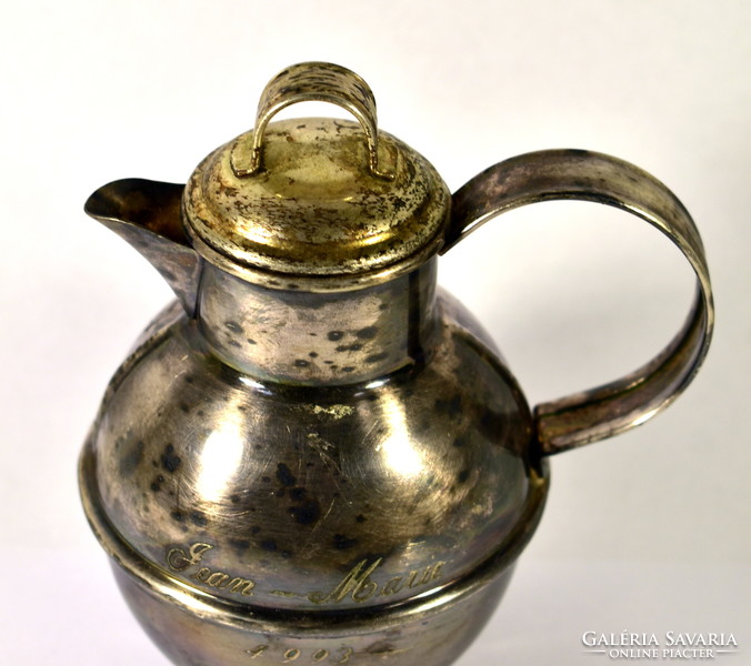 Art deco interesting small silver-plated jug with a lid