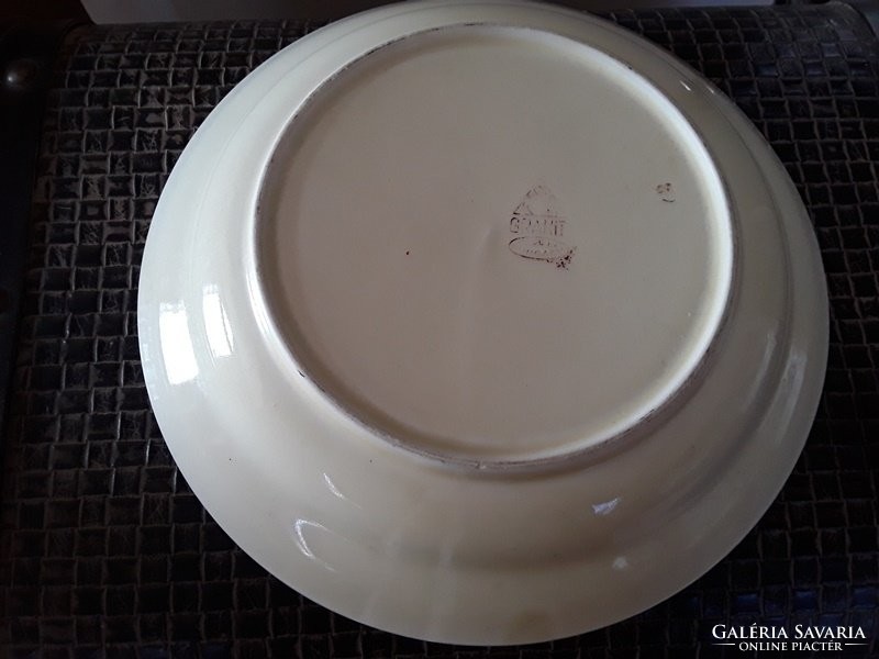 3623 - Régi gránit kézzel festett fajansz tányér