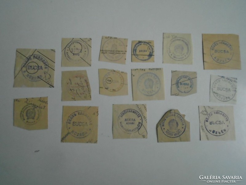 D202331  BUCSA  régi bélyegző-lenyomatok  16 db.   kb 1900-1950's