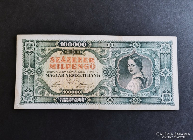 Hundred thousand milpengő 1946, vf