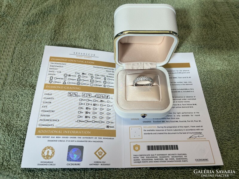 18k Memory fehérarany gyűrű, 99db 2.48ct gyémánttal, Certifikáttal