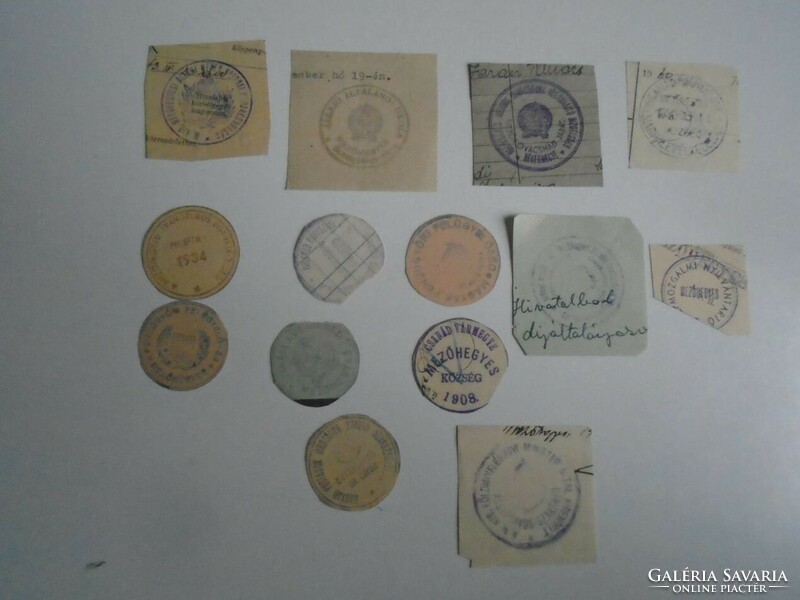 D202347 MEZŐHEGYES   régi bélyegző-lenyomatok  14 db.   kb 1900-1950's