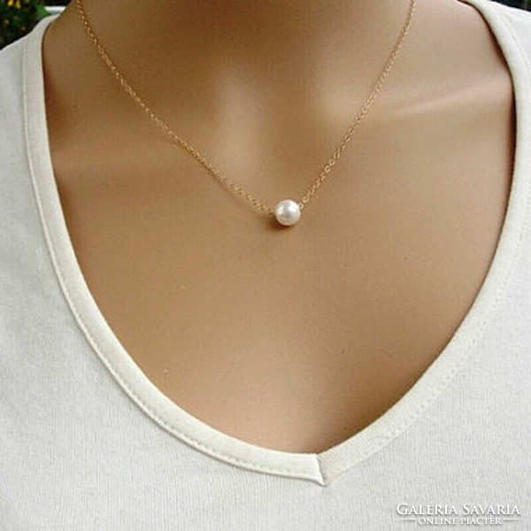 Nym55 - gold necklace with white pearls