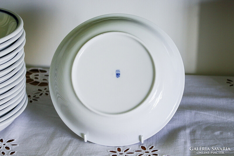 16 zsolnay, blue striped, vegetable, mint plate. Price/pc - cheaper if you buy more