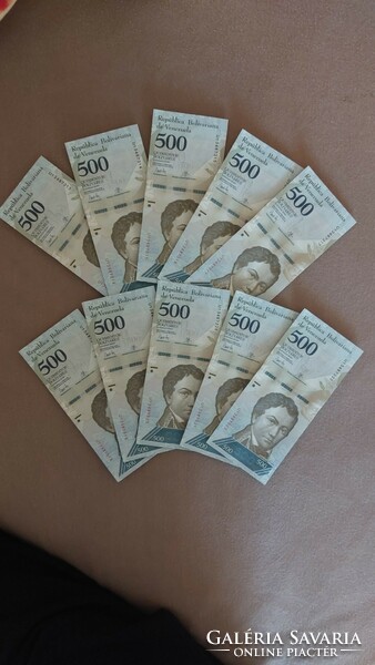 500 bolívares sorszámkövető LOT! UNC.