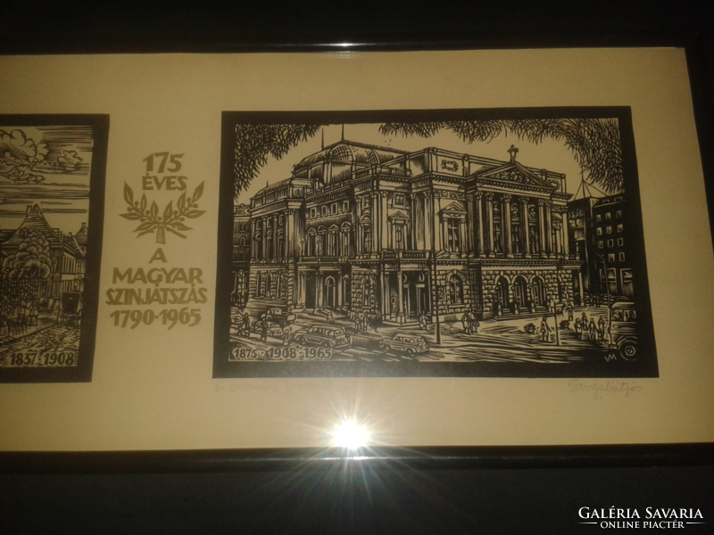 Mátyás Varga (1910-2002): Hungarian theater is 175 years old. Woodcut, paper