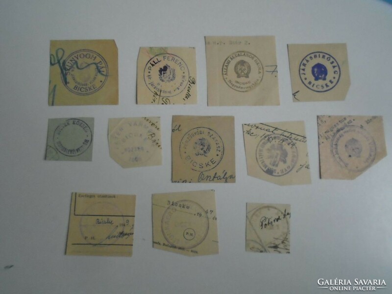 D202335  BICSKE  -Fejér vm. régi bélyegző-lenyomatok  10 db.   kb 1900-1950's
