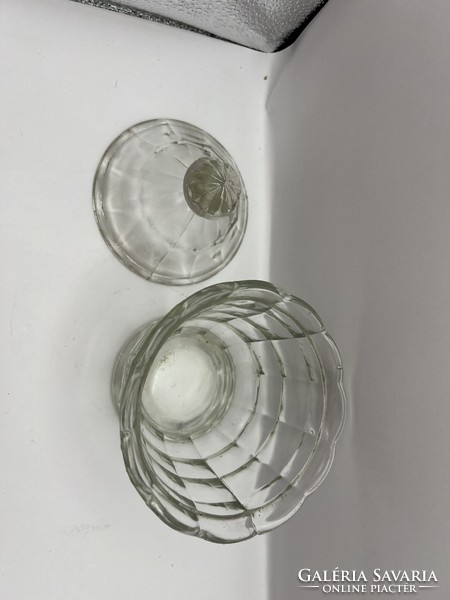 Glass sugar bonbonier, art deco, 15 x 11 cm. 4911