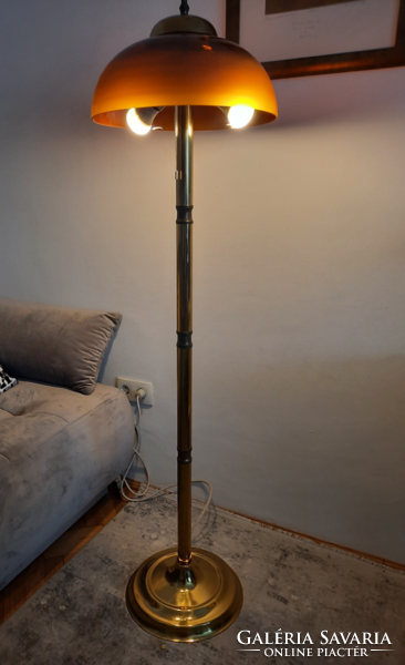 Floor lamp with glass shade designed by mid-century pagan Judith