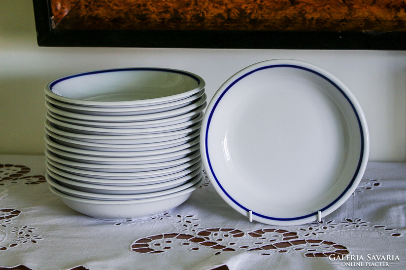 16 zsolnay, blue striped, vegetable, mint plate. Price/pc - cheaper if you buy more