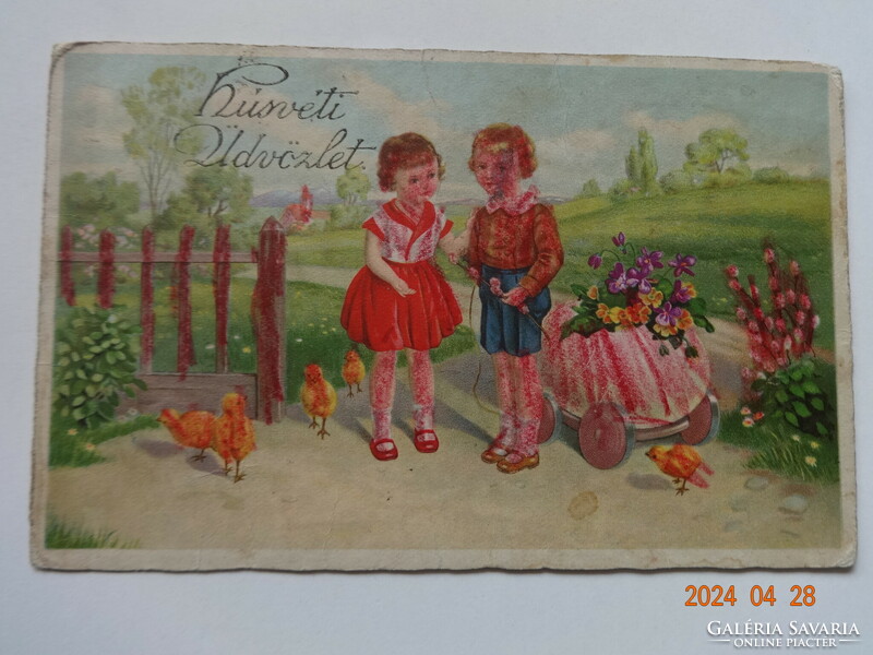 Régi grafikus húsvéti üdvözlő képeslap (1941)