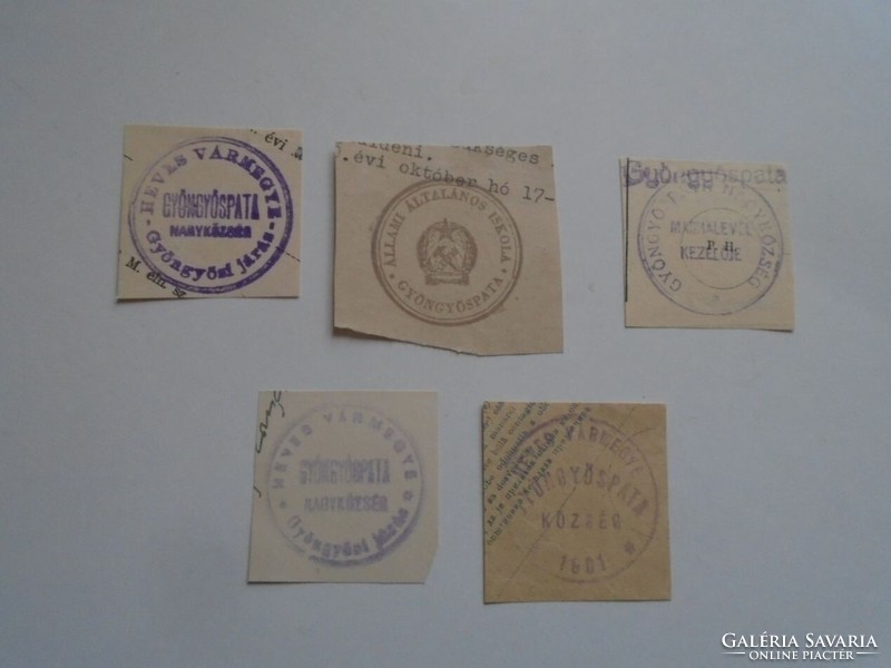D202327  GYÖNGYÖSPATA   régi bélyegző-lenyomatok 5 db.   kb 1900-1950's