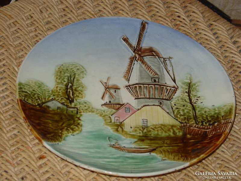 Marked antique windmill majolica plate wall plate decorative plate bowl 24.5 cm !!!