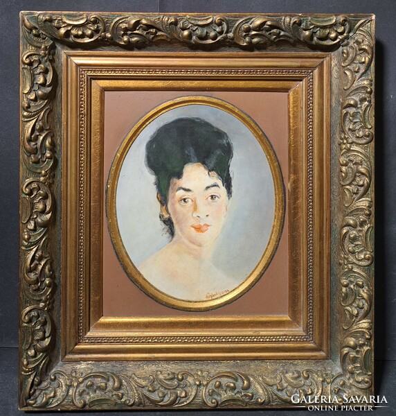 With Hinkelmann mark: antique female portrait, in a flawless old frame