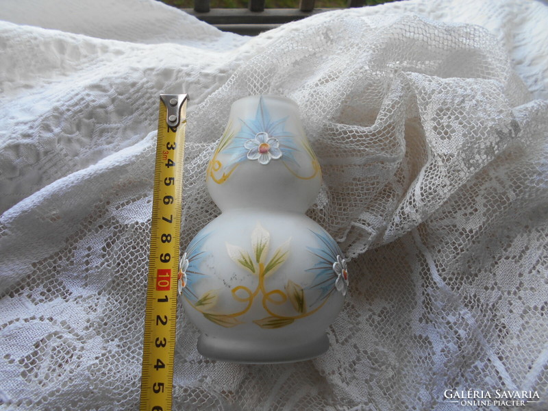 Old Czech Bohemian glass vase with plastic decoration