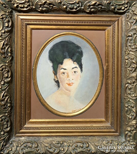 With Hinkelmann mark: antique female portrait, in a flawless old frame