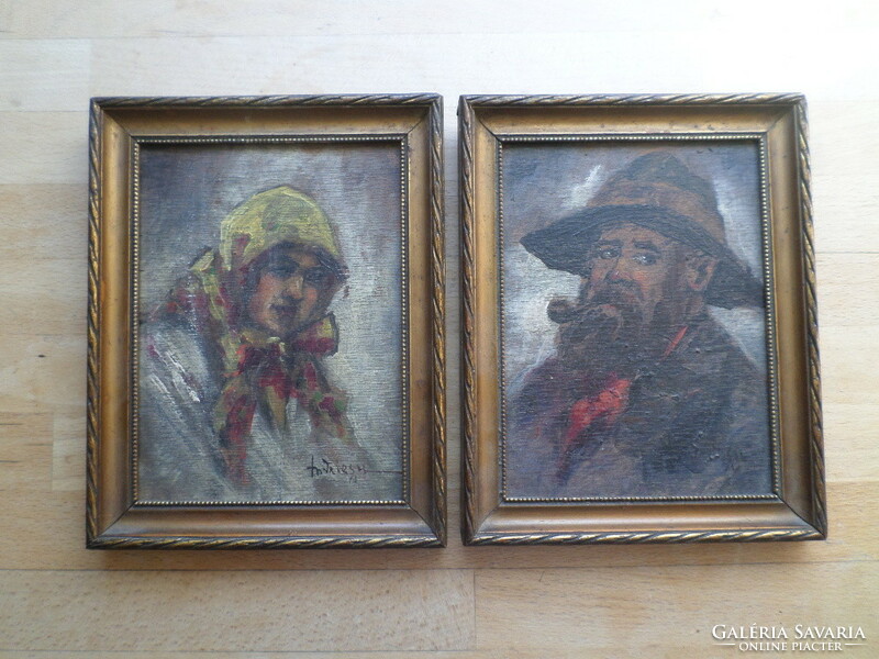 2 smaller paintings 16.5 x 21 cm - signed