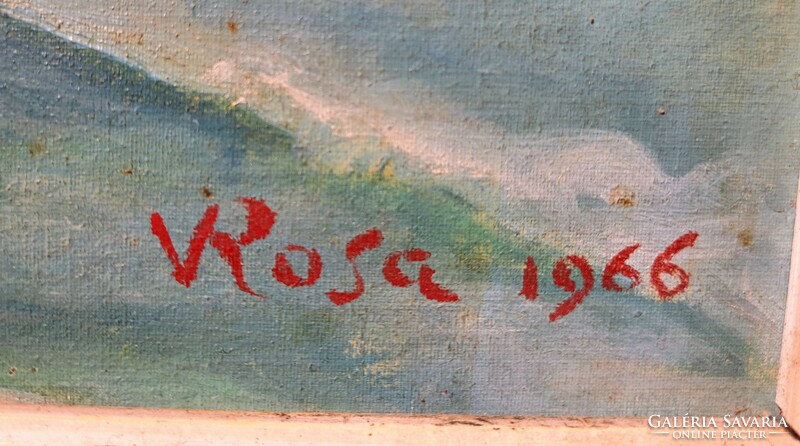 Téli táj a hegyekben (olaj, vászon, 1966) Rosa vagy V. Rosa szignóval