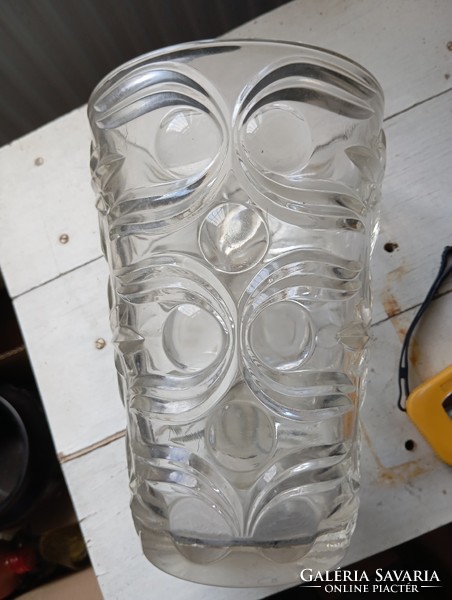 Retro Italian pressed glass vase flawless 1960s - fidenza/nice model - 22cm art deco style