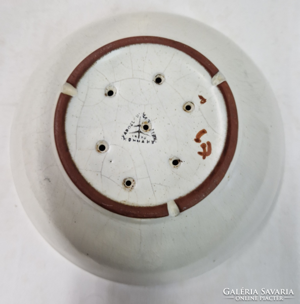 Városlőd marked glazed painted ceramic fruit washing filter bowl