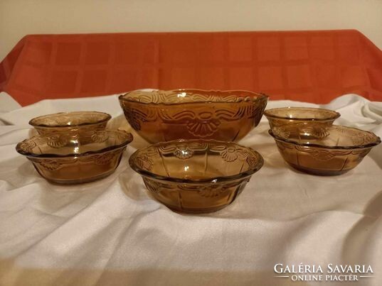 Amber colored compote set for sale