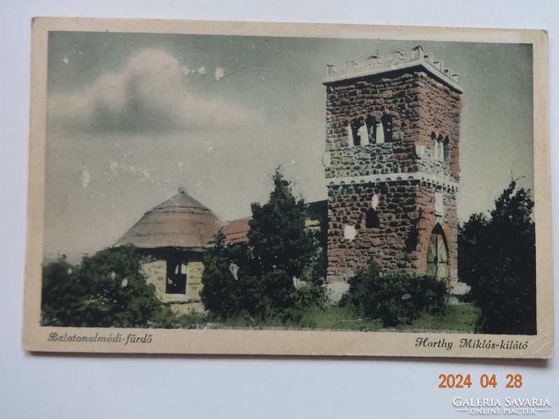 Old monostory postcard: Balatonalmádi spa, Miklós Horthy lookout