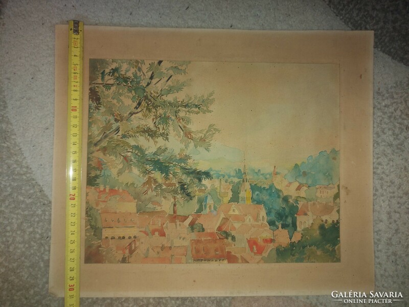 Bathó Lajos, építész, 1920-as évek, akvarell festmény, méret jelezve!
