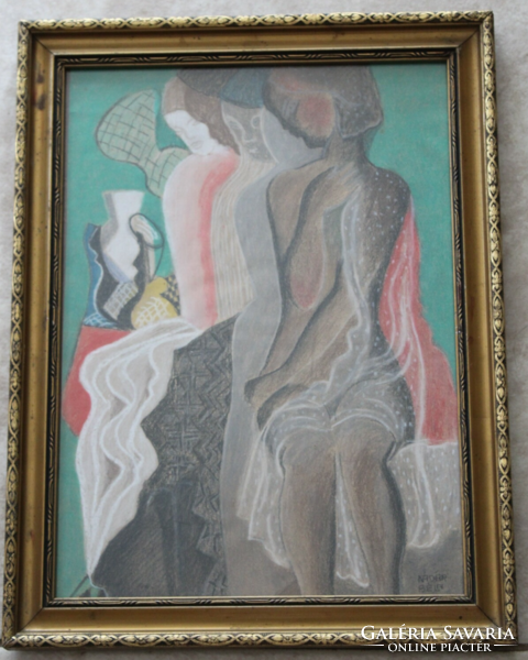 Signed by Béla Kádár - seated female nude