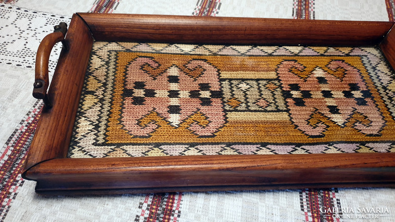 Antique, kelim handiwork inlay tray