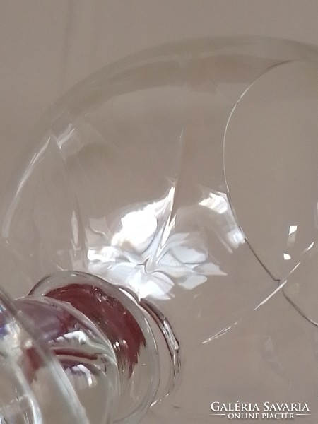Régi klasszikus konyakos üveg pohár, csavart szár, csavart bordás kehely, formába fújt