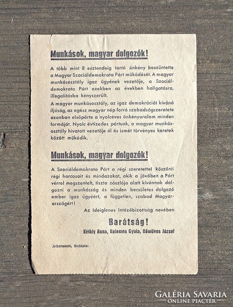 1956-os szorólap, Munkások, magyar dolgozók!
