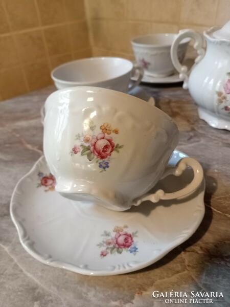 Antique Zsolnay baroque floral tea set