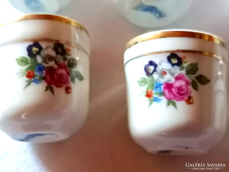 Zsolnay rosy, spring floral, retro brandy cup set