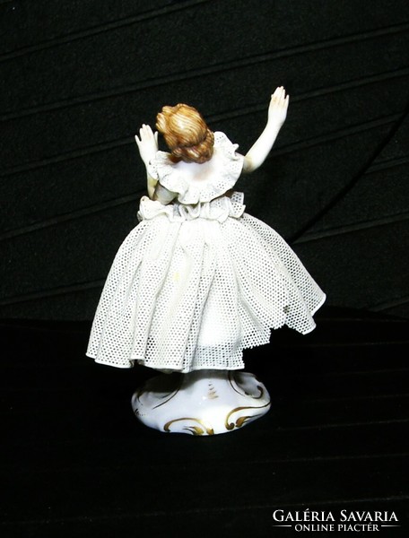 Ballerina in lace dress 3 pcs - 2 pcs Neapolitan 1 pcs Dresden porcelain