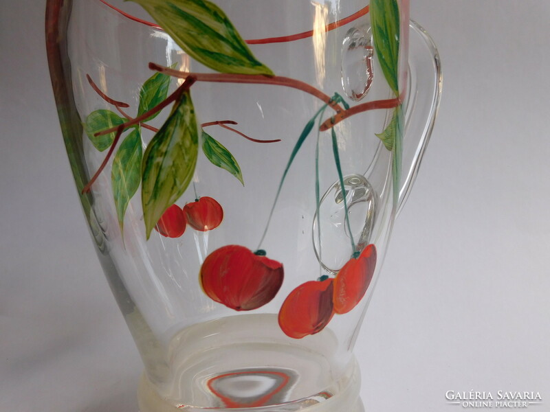 Parádi cseresznyés kézzel festett üvegkancsó 1.5 liter