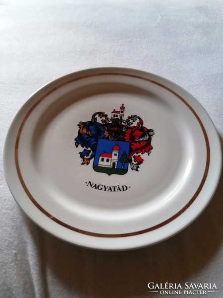 A very rare Zsolnay large wall plate with the town coat of arms of Nagytád