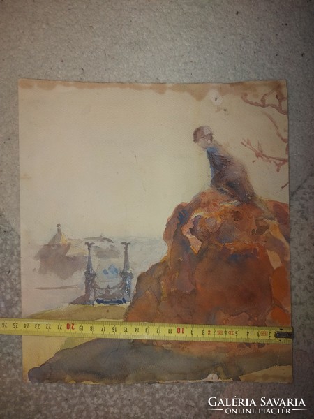 Lajos Bathó, architect, 1920s, watercolor painting, size indicated!