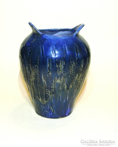 Owl vase - the ceramic work of grandmother Molnár Zsuzsanna - 17 cm