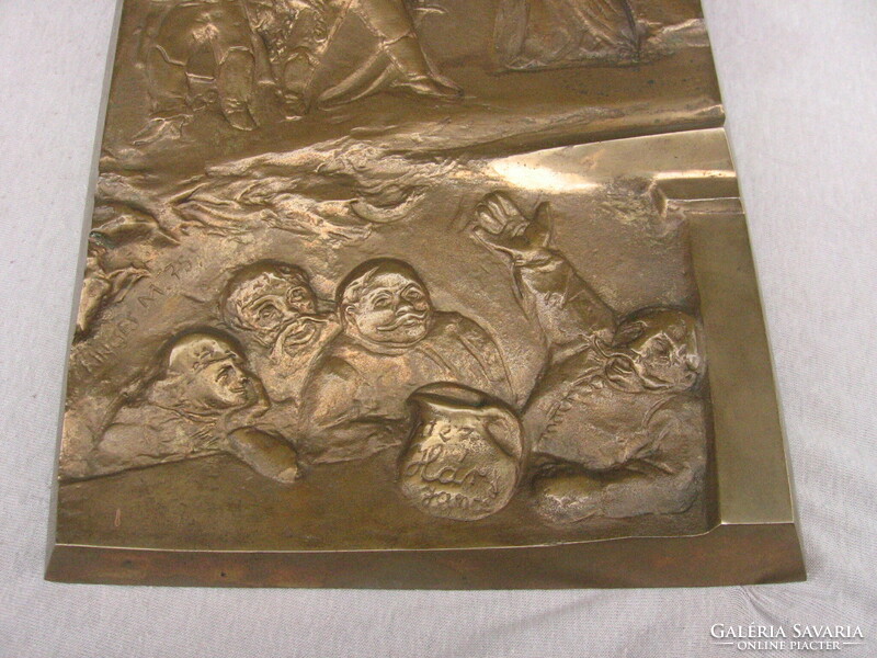 Kincses Mária(1926-1988) - Vitéz Háry János és Napóleon Bronz relief. Képcsarnokos falikép