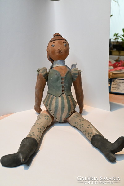 Clay, earthenware, burnt doll, puppet, with movable limbs